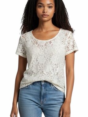 NWT🌺Honors Intimates•Lace Blouse Short Sleeve